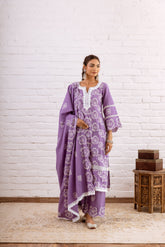ZOORI PURPLE EMBROIDERED KURTA SET OF 3