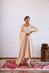 NOORANI CREAM SOLID ANARKALI SET OF 3