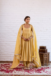 NOORANI GOLDEN SOLID ANARKALI SET OF 3