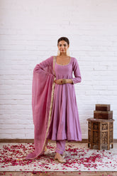 NOORANI PURPLE SOLID ANARKALI SET OF 3