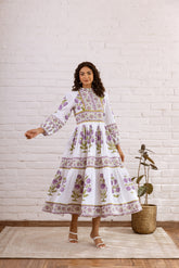 PURPLE GREEN MUGHAL BOOTA MAXI