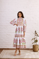 PINK GREEN MUGHAL BOOTA MAXI