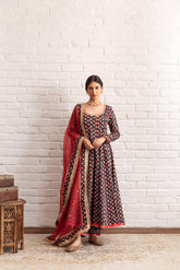 GAZALA TEAL BLUE ANARKALI SET OF 3