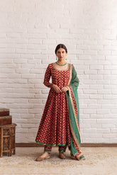 RUST MAROON ANARKALI SET OF 3