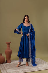 ROYAL BLUE ANARKALI SET OF 3