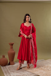 RED ANARKALI SET OF 3