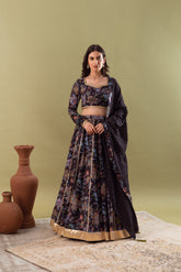 GAZALA DARK BLUE LEHENGA SET OF 3