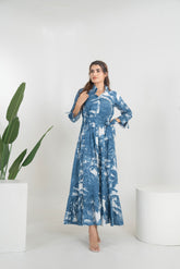 UROOZ BLUE SHIRT TIER DRESS