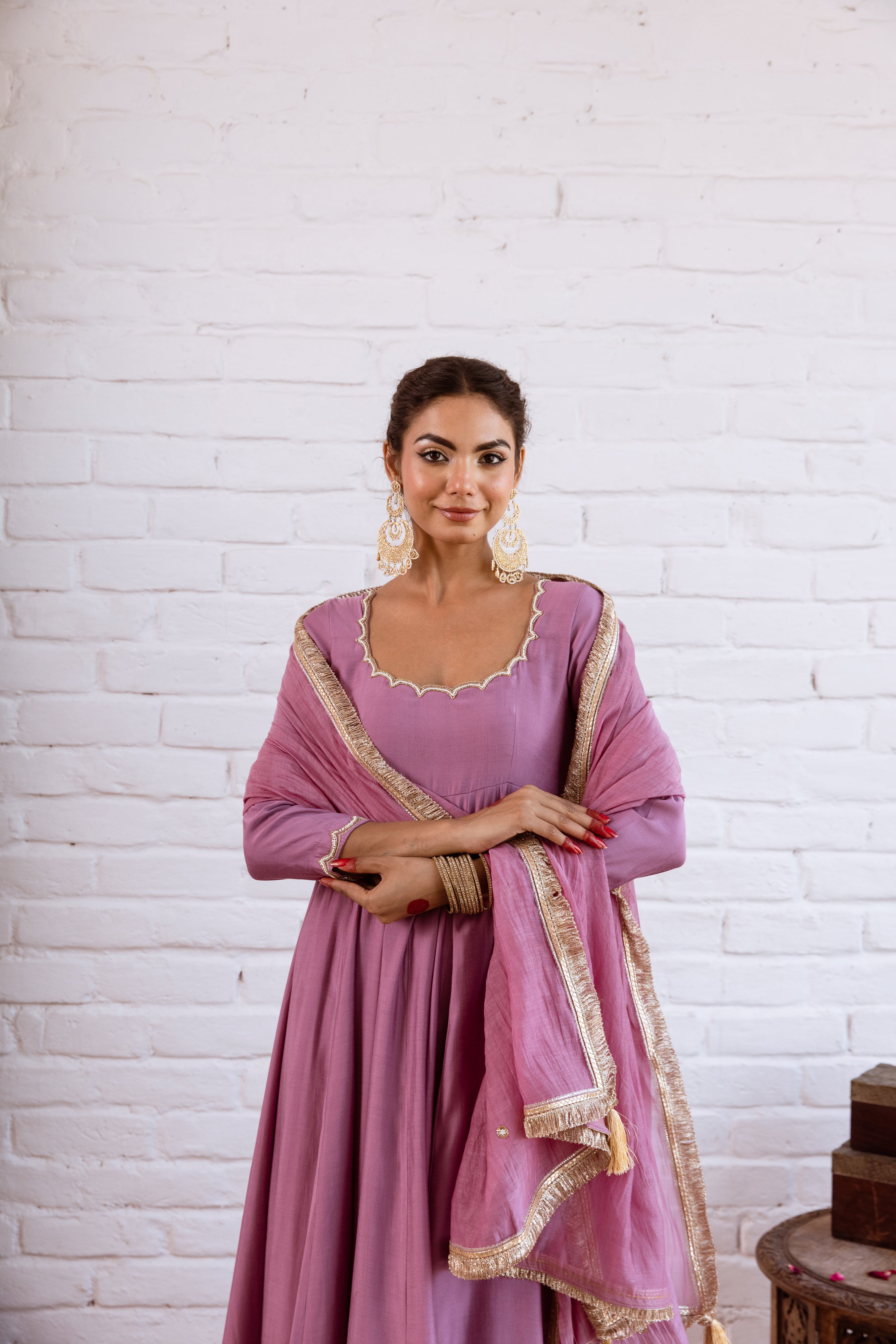 NOORANI PURPLE SOLID ANARKALI SETS -  SET OF 3