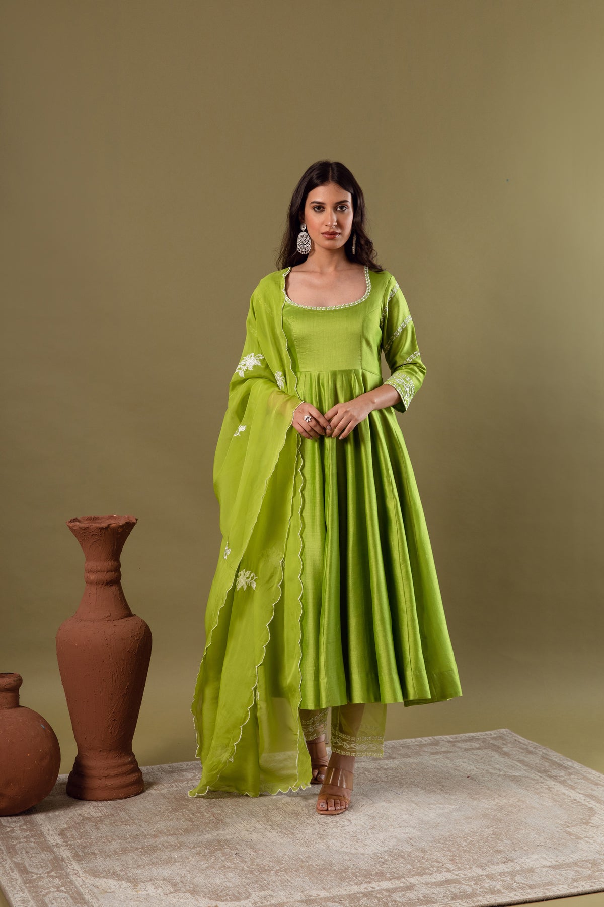 LIME GREEN ANARKALI SET