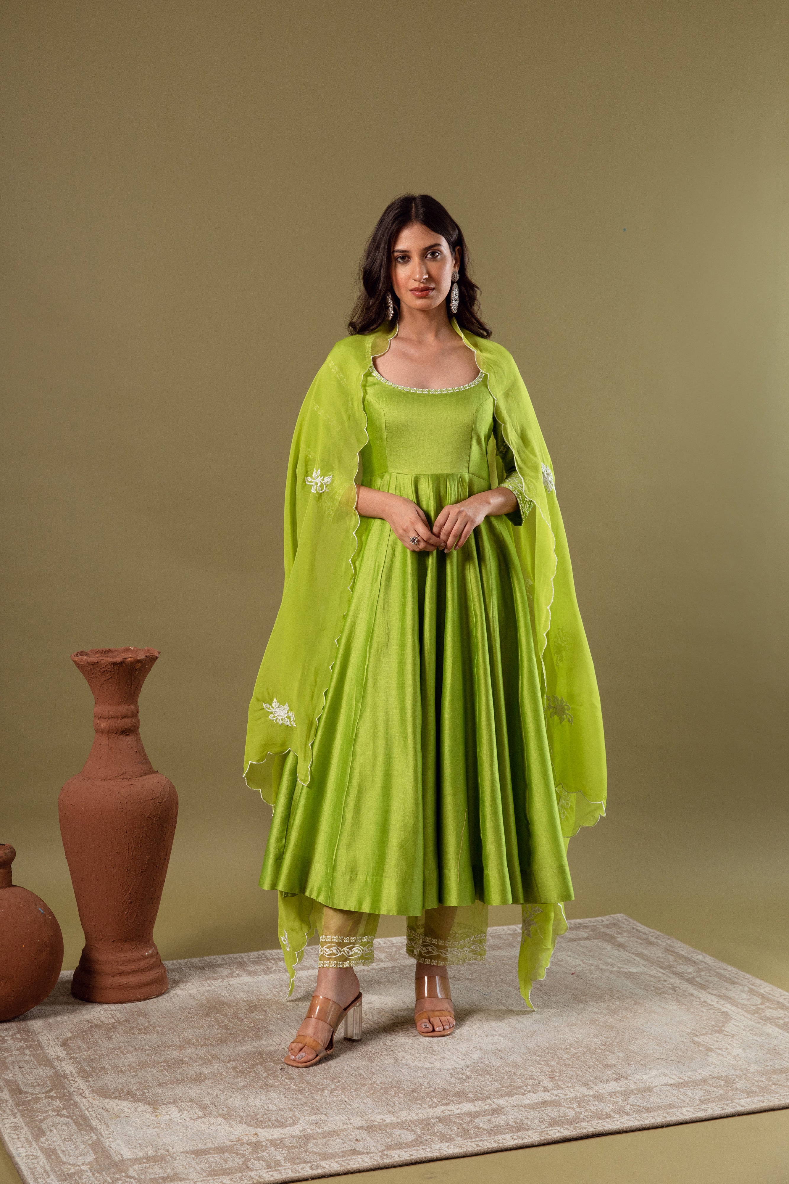 LIME GREEN ANARKALI SET