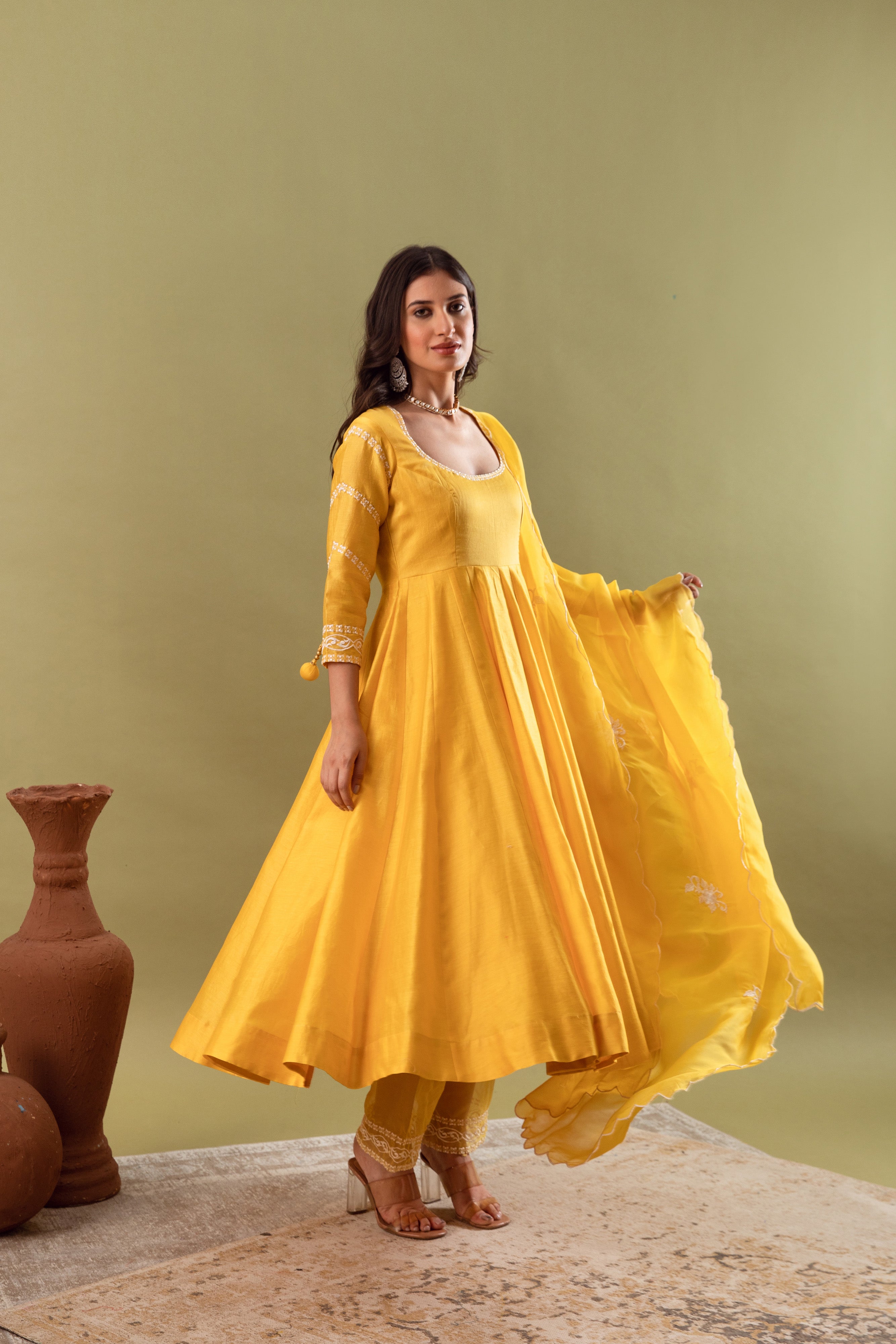 MUSTARD YELLOW ANARKALI SET