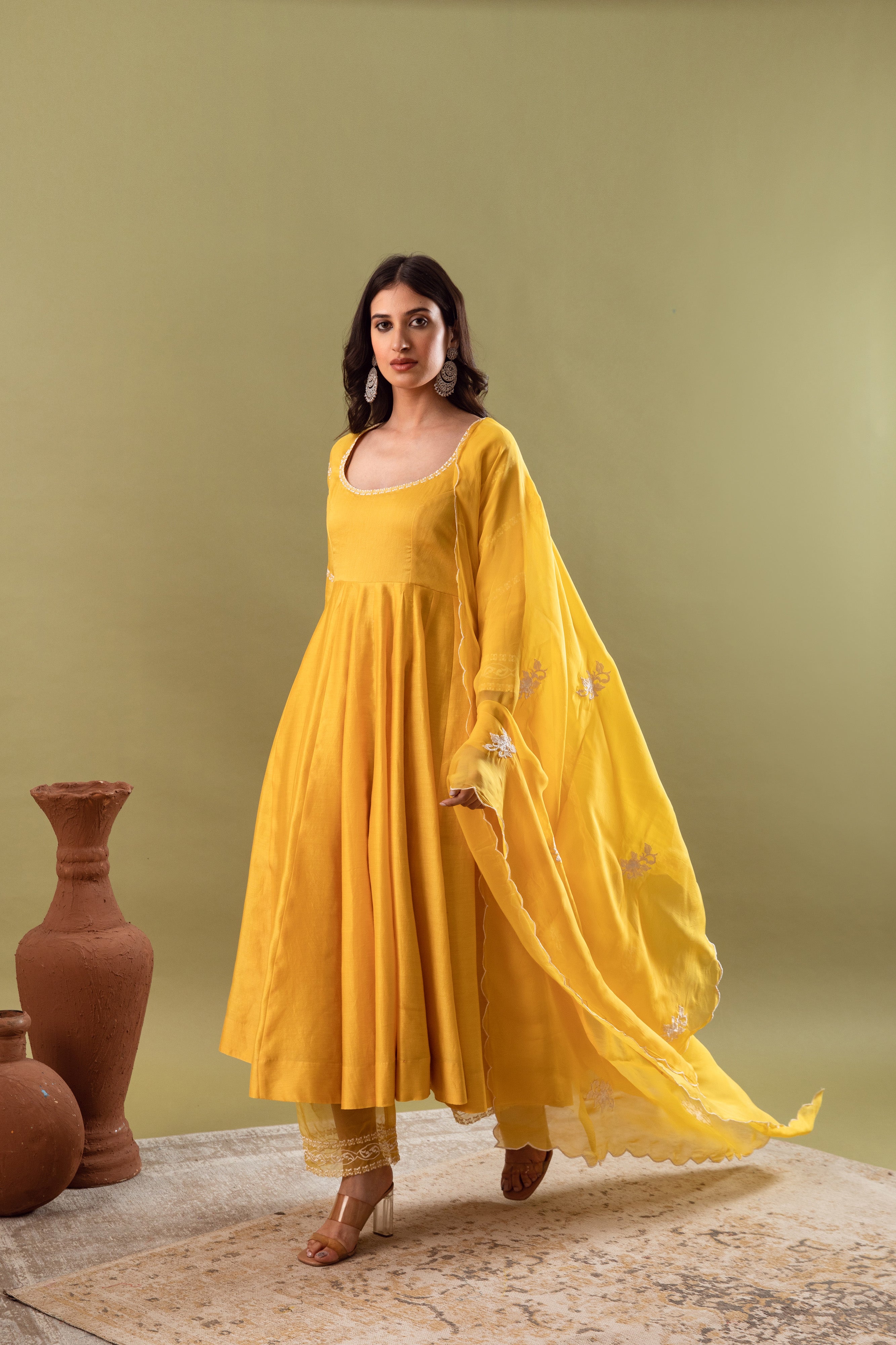 MUSTARD YELLOW ANARKALI SET