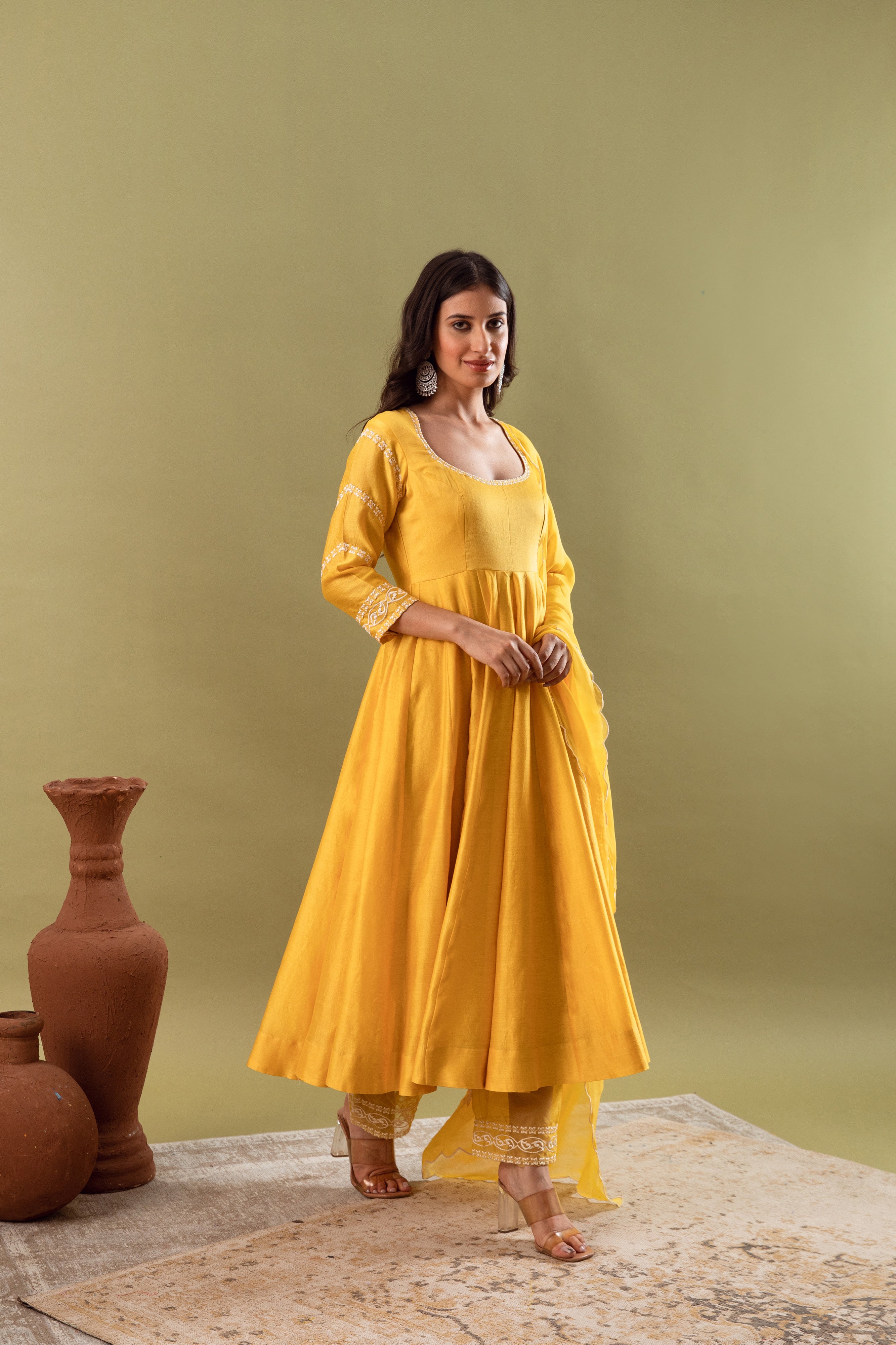 MUSTARD YELLOW ANARKALI SET